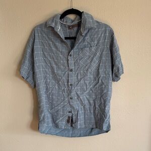 REI Light Blue Short-Sleeve Plaid Button-Down Shirt